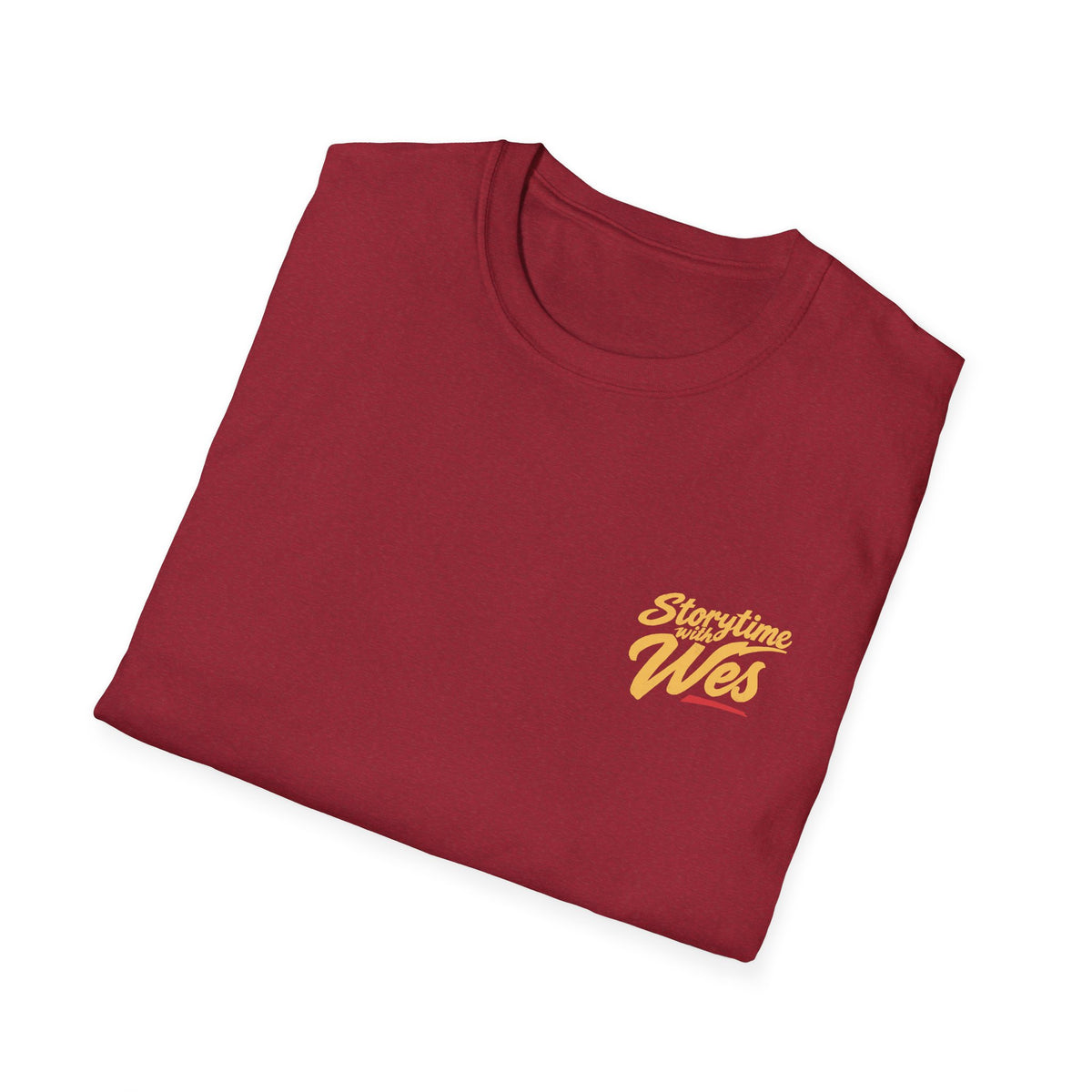 Storytime with Wes T-Shirt — Retro Tee (Front Chest Logo & Back Portrait)