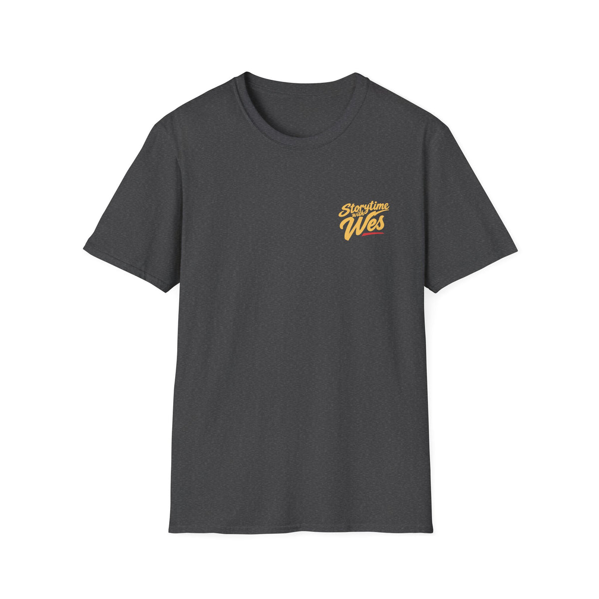 Storytime with Wes T-Shirt — Retro Tee (Front Chest Logo & Back Portrait)