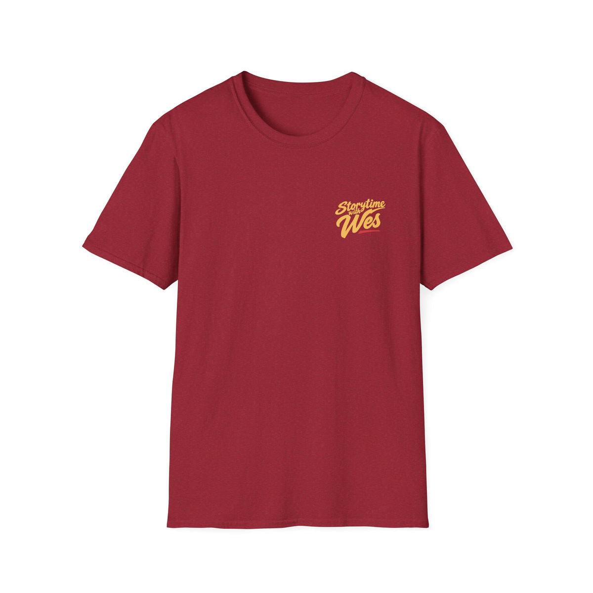 Storytime with Wes T-Shirt — Retro Tee (Front Chest Logo & Back Portrait)