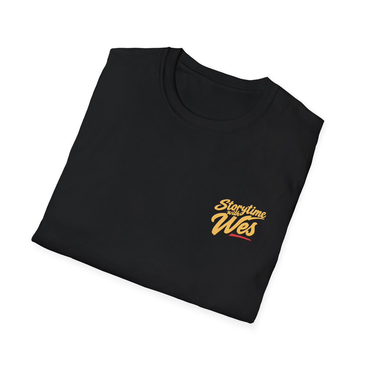 Storytime with Wes T-Shirt — Retro Tee (Front Chest Logo & Back Portrait)