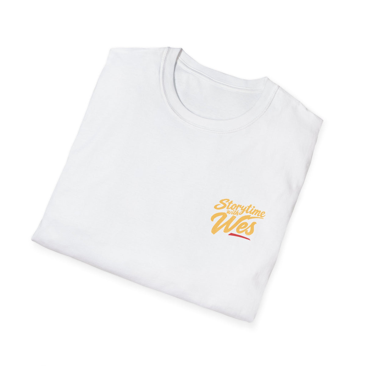 Storytime with Wes T-Shirt — Retro Tee (Front Chest Logo & Back Portrait)