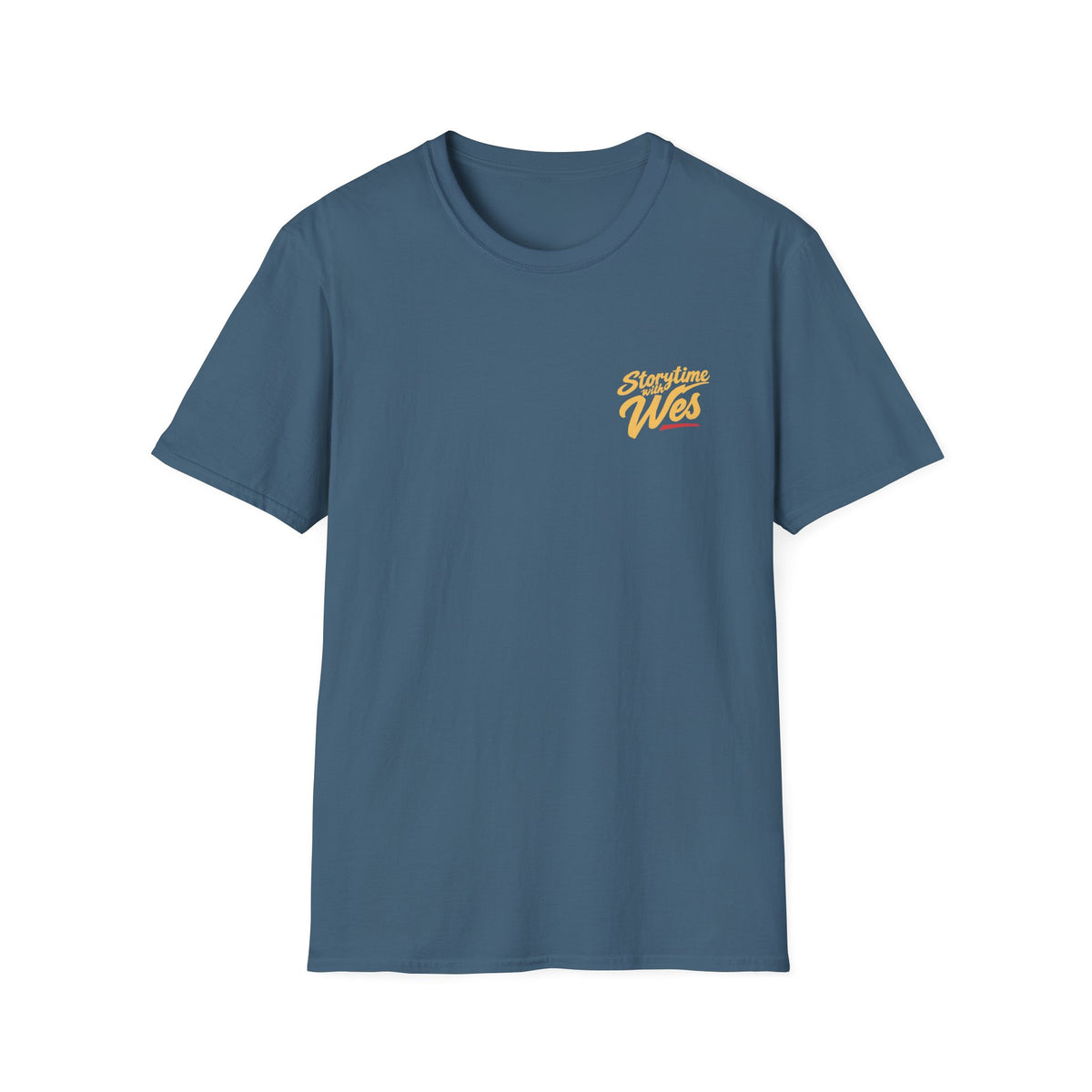 Storytime with Wes T-Shirt — Retro Tee (Front Chest Logo & Back Portrait)