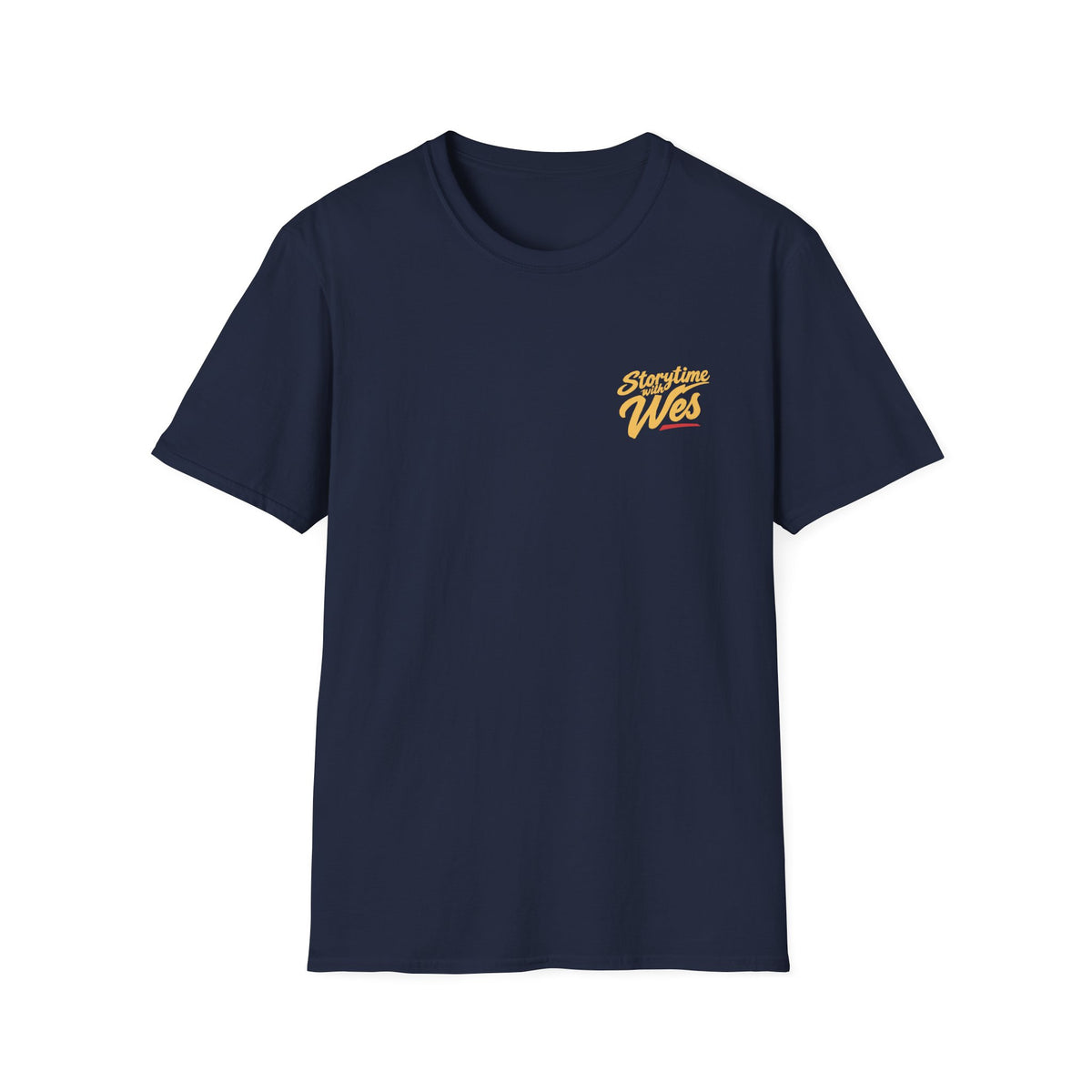 Storytime with Wes T-Shirt — Retro Tee (Front Chest Logo & Back Portrait)